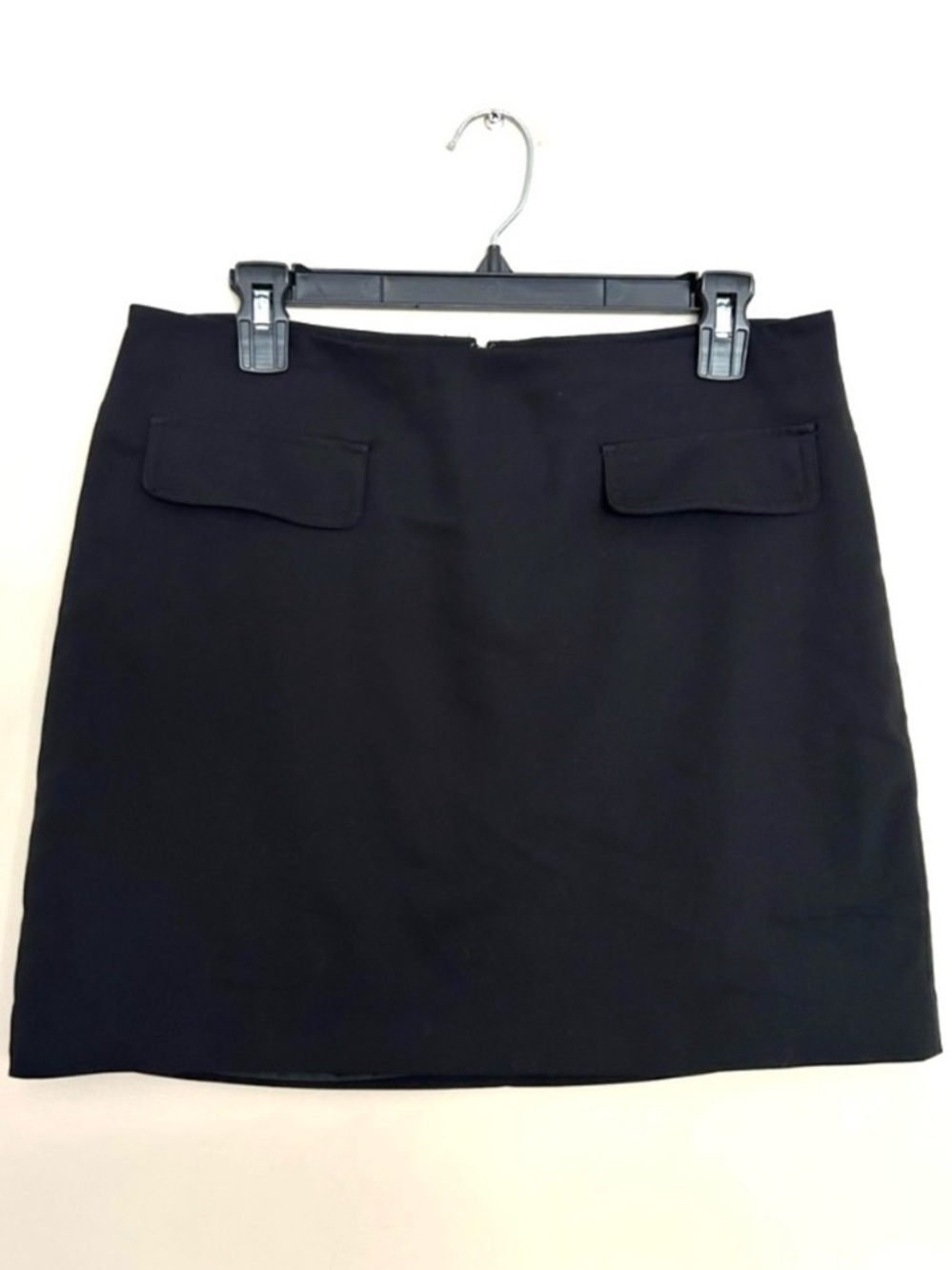 Classic Black Mini Skirt with Front Flap Pockets